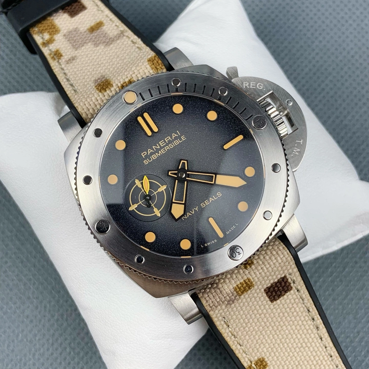 CBD Factory Panerai Submersible 44mm Black Dial Camouflage Fabric Strap(PAM01513) 1:1 Super Clone – Dandong P.9010 GMT Movement Original 406